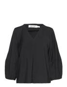 Naomiiw Blouse Tops Blouses Short-sleeved Black InWear