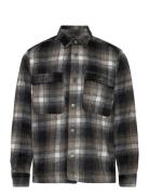 Onsbaz Ovr Pkt Brush Check Ls Shirt Blue Tops Overshirts Grey ONLY & S...