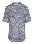 Fqadney-Blouse Tops Blouses Short-sleeved Blue FREE/QUENT