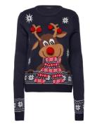 Vmnewfrostydeer Ls O-Nck Blouse Xmas Rep Tops Knitwear Jumpers Navy Ve...