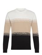 Gradient Stripe Knit Tops Knitwear Round Necks Black Tom Tailor