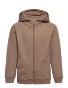 Hoodie W. Zipper Tops Sweat-shirts & Hoodies Hoodies Brown En Fant