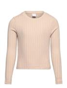 Top Rib Long Sleeve Tops T-shirts Long-sleeved T-shirts Beige Lindex