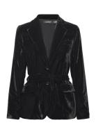 Belted Velvet Blazer Blazers Single Breasted Blazers Black Lauren Ralp...