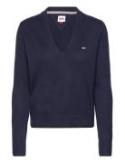 Tjw Essential Vneck Sweater Tops Knitwear Jumpers Navy Tommy Jeans