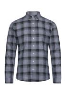 Twisted Yarn Checked Shirt L/S Tops Shirts Casual Navy Lindbergh