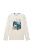 Printed Longsleeve Tops T-shirts Long-sleeved Cream Tom Tailor