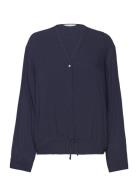 Structured Solid Blouse Tops Blouses Long-sleeved Navy Tom Tailor