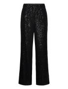 Sequin Trousers Bottoms Trousers Straight Leg Black Rosemunde