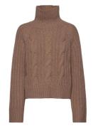 Dawn Funnelneck Tops Knitwear Turtleneck Brown Twist & Tango