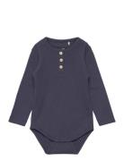 Body Ls Rib Tops T-shirts Long-sleeved T-shirts Navy En Fant