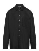 Evie Linen Shirt Tops Shirts Long-sleeved Shirts Black Grunt