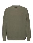 Raglan Crew Knit Tops Knitwear Round Necks Khaki Green Lee Jeans