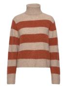 Mmaidy Thora Stripe Rollneck Knit Tops Knitwear Turtleneck Beige MOS M...