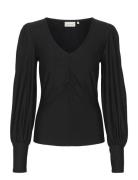 Rifagz V-Neck Blouse Noos Tops Blouses Long-sleeved Black Gestuz