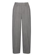 Herringb Suiting Bottoms Trousers Wide Leg Grey Ganni