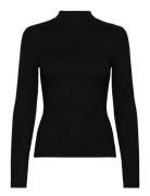 Ls Rib Cutout Clarita Swtr Tops Knitwear Jumpers Black GUESS Jeans