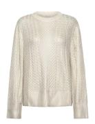 Lune Cable Knitted Metallic Sweater Tops Knitwear Jumpers Cream Malina