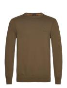 Asac_C Tops Knitwear Round Necks Khaki Green BOSS