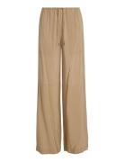 Textured Wide Leg Pants Bottoms Trousers Wide Leg Beige Calvin Klein