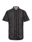 Akleon S/S Cotton Shirt Tops Shirts Short-sleeved Navy Anerkjendt