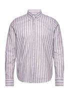 Reg Fit Bd Summer Stripe Designers Shirts Casual Beige Oscar Jacobson