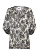 Simona - Paisley Perception Tops Blouses Short-sleeved Cream Day Birge...