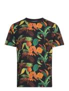 Aop Oasis Tee S/S Tops T-shirts Short-sleeved Navy Lindbergh