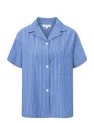 Victoria Shirt - Poplin Tops Shirts Short-sleeved Blue STUDIO FEDER