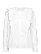 Belinda Blouse Paper Touch Tops Blouses Long-sleeved White Naja Lauf