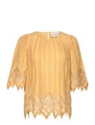 Kifu Tops Blouses Short-sleeved Yellow Munthe