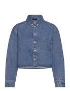 Cairo Denim Shirt Tops Shirts Long-sleeved Blue Bardot