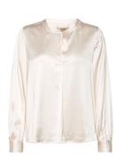 Mmenfa Satin Blouse Tops Blouses Long-sleeved Cream MOS MOSH