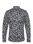 Aop Floral Shirt L/S Tops Shirts Casual Blue Lindbergh