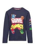 Long-Sleeved T-Shirt Tops T-shirts Long-sleeved T-shirts Navy Marvel