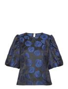 Pina Blouse Tops Blouses Short-sleeved Blue Noella