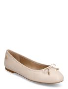 Jayna Nappa Leather Flat Ballerinat Beige Lauren Ralph Lauren