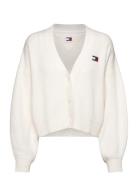 Tjw Essential Badge Cardigan Tops Knitwear Cardigans White Tommy Jeans