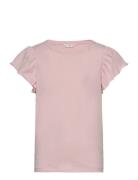 Short-Sleeved Ruffle T-Shirt Tops T-shirts Short-sleeved Pink Mango