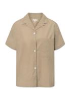 Victoria Shirt Tops Shirts Short-sleeved Beige STUDIO FEDER