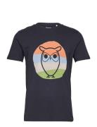 Alder Colored Owl Tee - Gots/Vegan Tops T-shirts Short-sleeved Blue Kn...