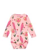 Parrots Aop Ls Body Bodies Long-sleeved Pink Mini Rodini