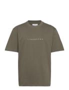 Over D Embroidery Tee S/S Tops T-shirts Short-sleeved Green Lindbergh