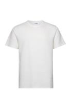 Slhsander Seersucker Ss O-Neck Tee Tops T-shirts Short-sleeved White S...