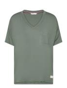 Ss Tee V Neck Toppi Green Tommy Hilfiger