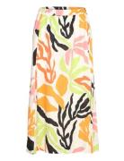 Rel Mid Palm Print Linen Skirt Polvipituinen Hame Yellow GANT