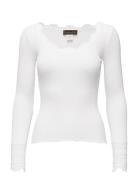 Silk T-Shirt W/ Lace Tops T-shirts & Tops Long-sleeved White Rosemunde