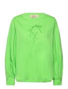 Yen Tie Blouse Tops Blouses Long-sleeved Green MOS MOSH