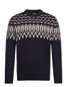 Fairisle Knit Crew Jumper Tops Knitwear Round Necks Navy Superdry