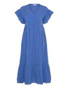 Objvita S/S Long Dress Rep Polvipituinen Mekko Blue Object